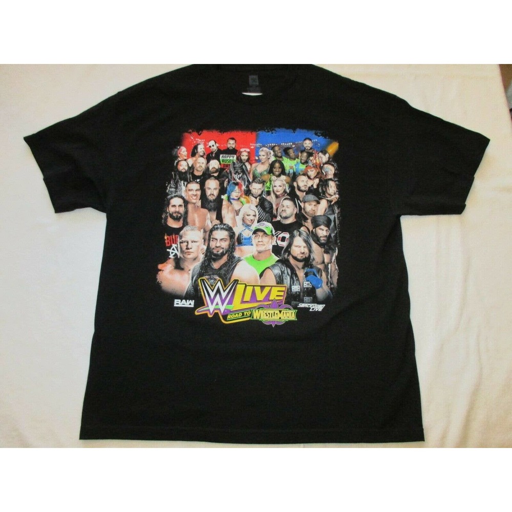 Live Road To Wrestle Mania T Shirt XXL Black WWE Authentic Wrestler